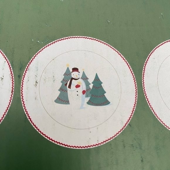 NEW IN THE BOX Martha Stewart Snowman Winter Jubilee Dessert Plates Set of 4 - Picture 5 of 8